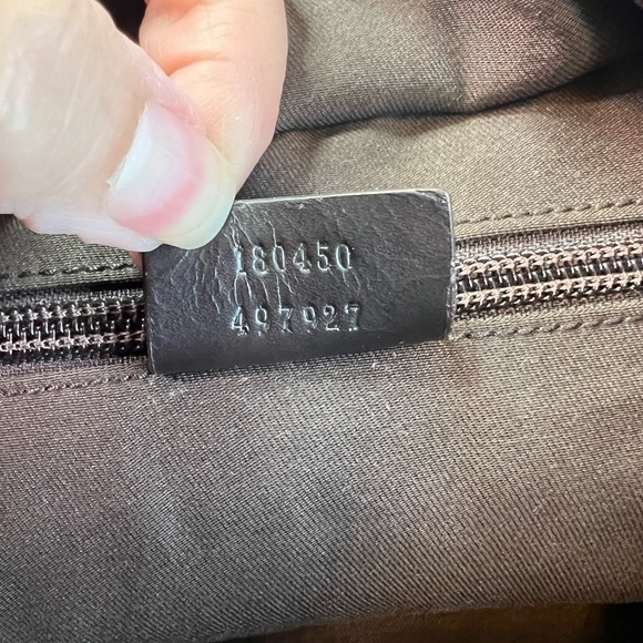 Gucci Brown & Black Tote w/GG Pattern Canvas/Leather & Dual Canvas Straps - Picture 7 of 13